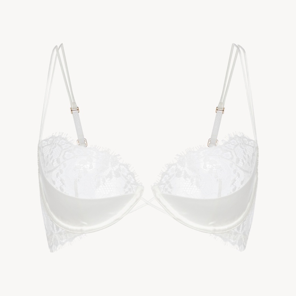 LA PERLA Exotique Off-white underwired balconette bra with Leavers lace trim NWT